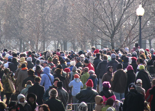 The Jumbotron-viewing Crowd Near the Lincoln Memorial